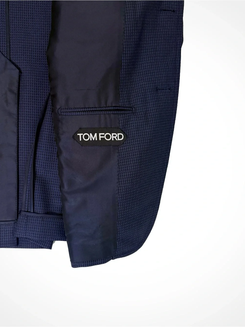 Tom Ford Textured Navy Peak Lapel Blazer | 44
